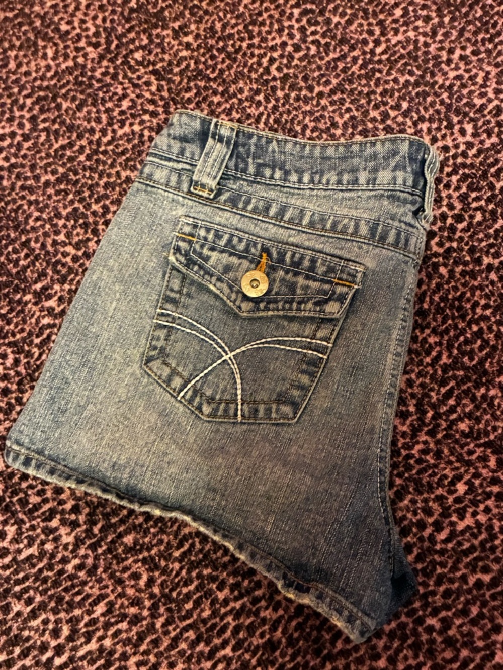 Classic Blue Denim Mini Shorts with Flap Pocket